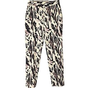 Natori Pants Women’s 10 Taupe Lynx Animal Print Femme Chic Stretchy Tapered NWT